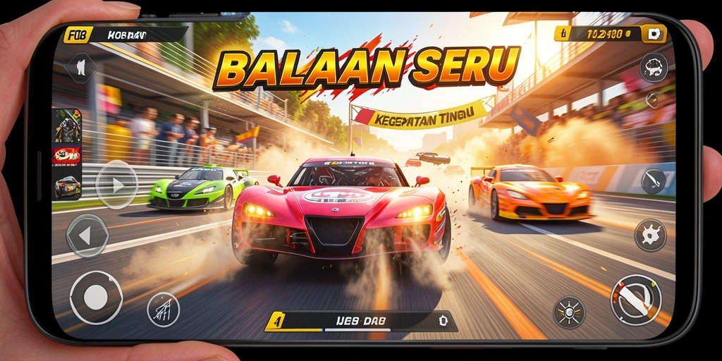 Gameplay menarik dan mendebarkan di lintasan balap F08.
