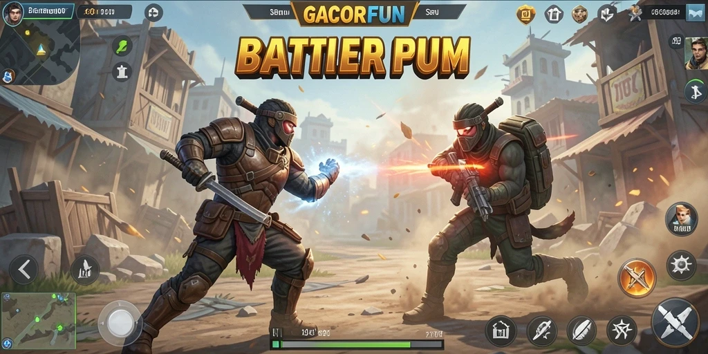 Tampilan aksi seru dalam GACORFUN Battle Royale.