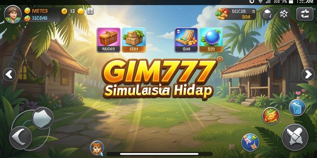 Screenshot utama menampilkan pemain mengelola kehidupan karakter di dunia virtual.