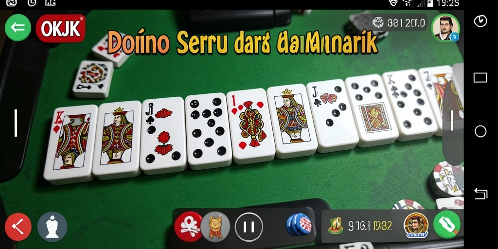 Screenshot utama OKJK menunjukkan gameplay Domino yang menarik dan seru.