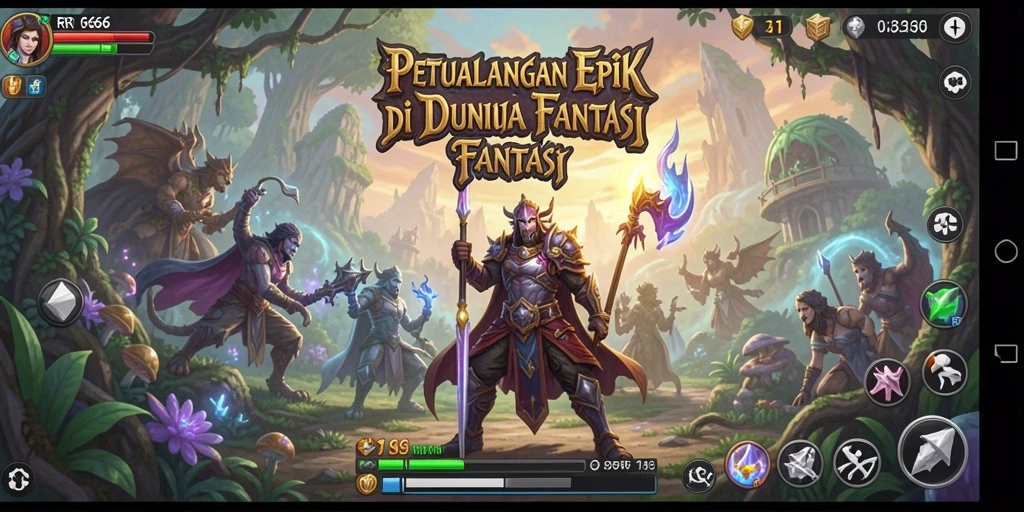Screenshot RR666 menampilkan aksi pertempuran seru di dunia fantasi.