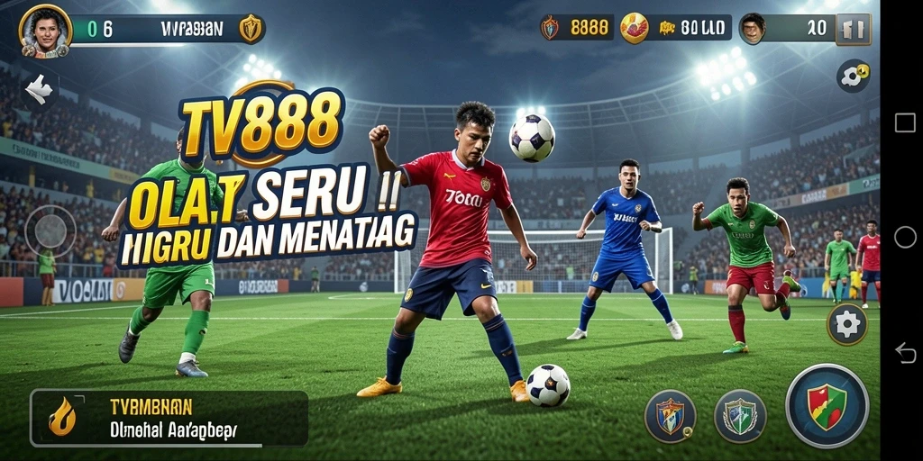 Tangkapan layar TV888 menampilkan aksi seru dalam permainan olahraga.